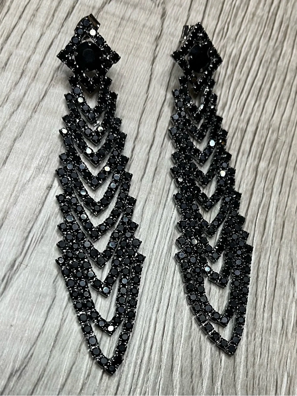 Black Crystal Drop Earrings